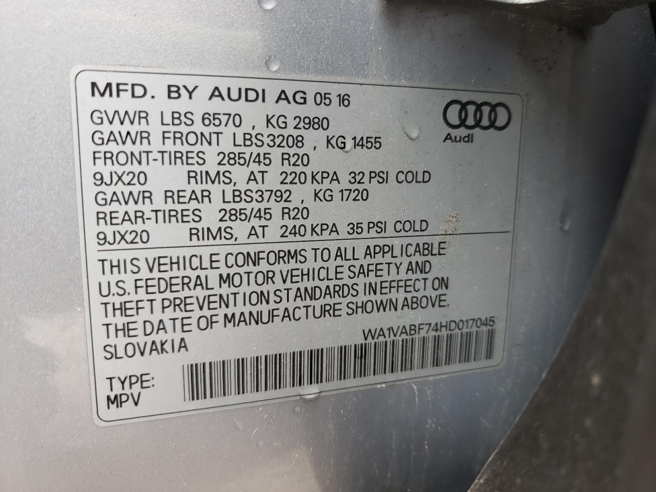 Photo 10 from auction – 2017 AUDI Q7 PRESTIG with VIN WA1VABF74HD017045