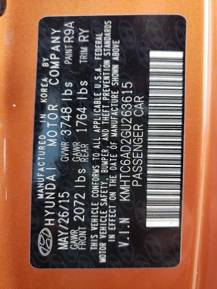 Photo 10 from auction – 2016 HYUNDAI VELOSTER with VIN KMHTC6AD2GU263615