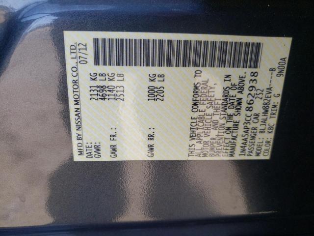 Photo 10 from auction – 2012 NISSAN MAXIMA S with VIN 1N4AA5AP3CC862938