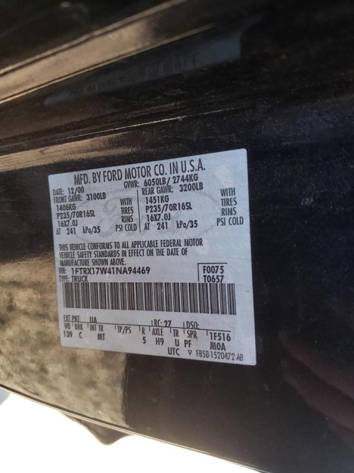 Photo 10 from auction – 2001 FORD F150 with VIN 1FTRX17W41NA94469