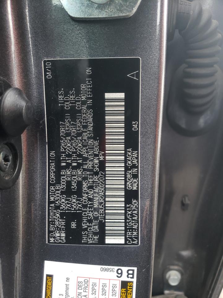 Zdjęcie 10 z aukcji – 2010 TOYOTA 4RUNNER SR z VIN JTEBU5JR2A5022072