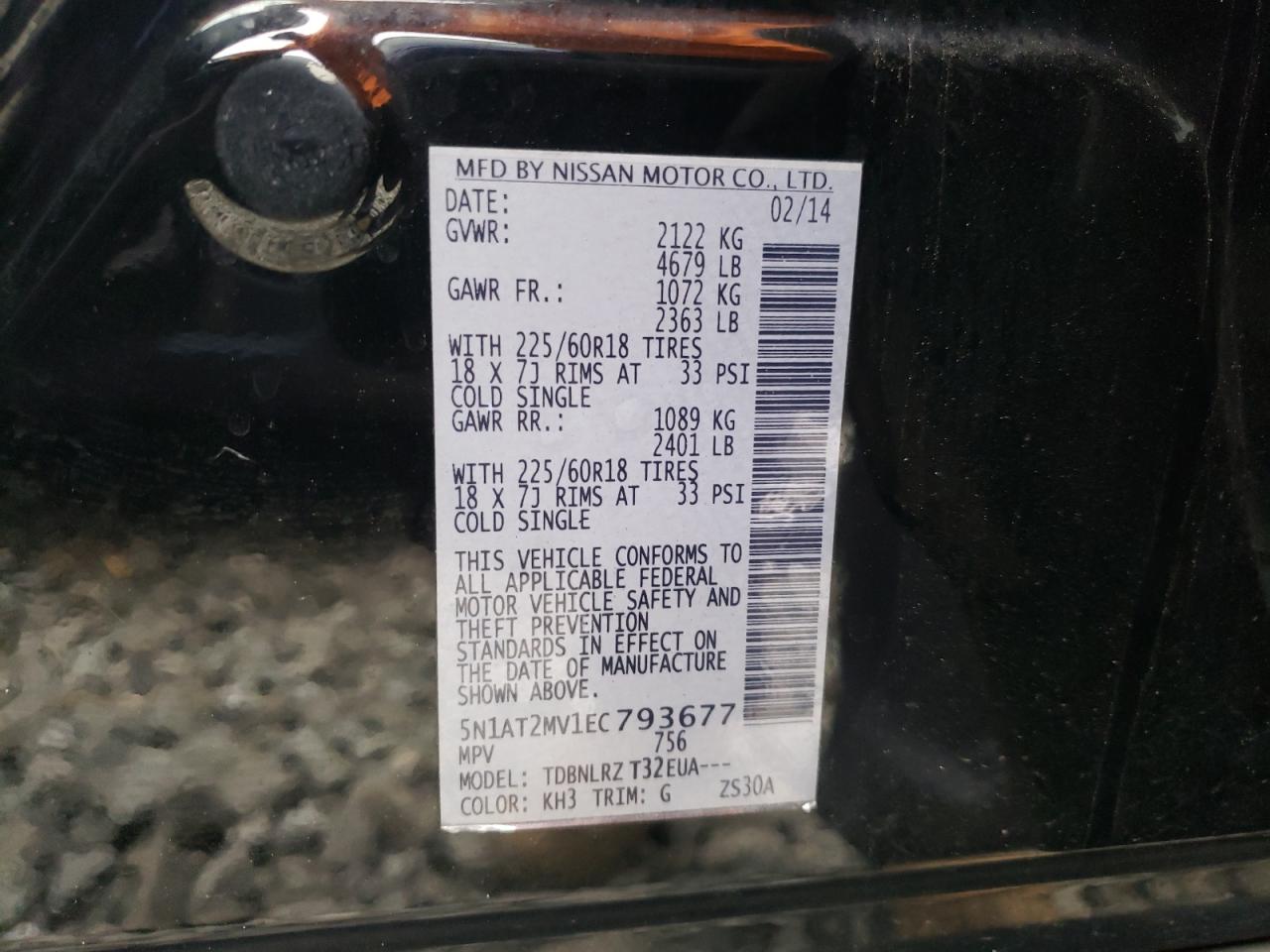 Photo 10 from auction – 2014 NISSAN ROGUE S with VIN 5N1AT2MV1EC793677