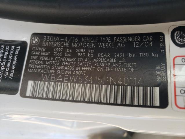 Photo 10 from auction – 2005 BMW 330 XI with VIN WBAEW53415PN40114
