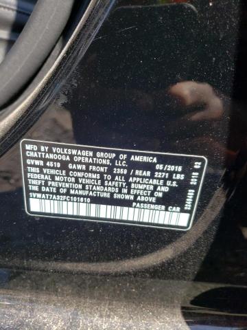 Photo 10 from auction – 2015 VOLKSWAGEN PASSAT S with VIN 1VWAT7A32FC101610