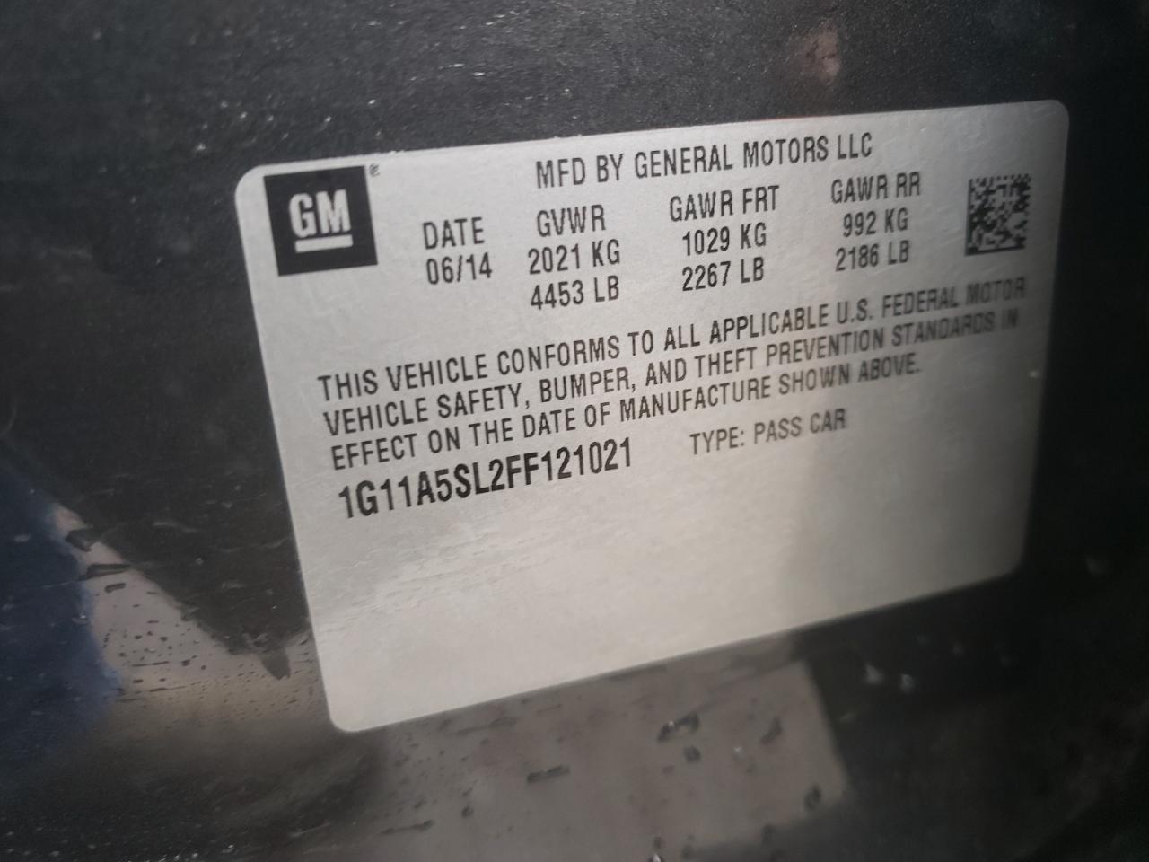 Photo 10 from auction – 2015 CHEVROLET MALIBU LS with VIN 1G11A5SL2FF121021