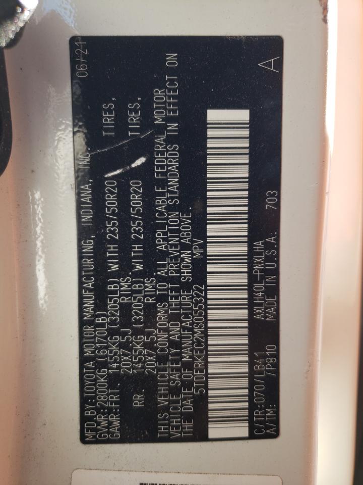 Photo 10 from auction – 2021 TOYOTA SIENNA LIM with VIN 5TDERKEC2MS055322