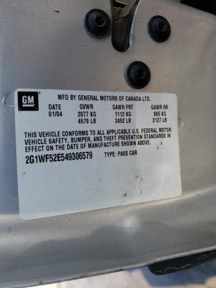 Photo 10 from auction – 2004 CHEVROLET IMPALA with VIN 2G1WF52E549306579