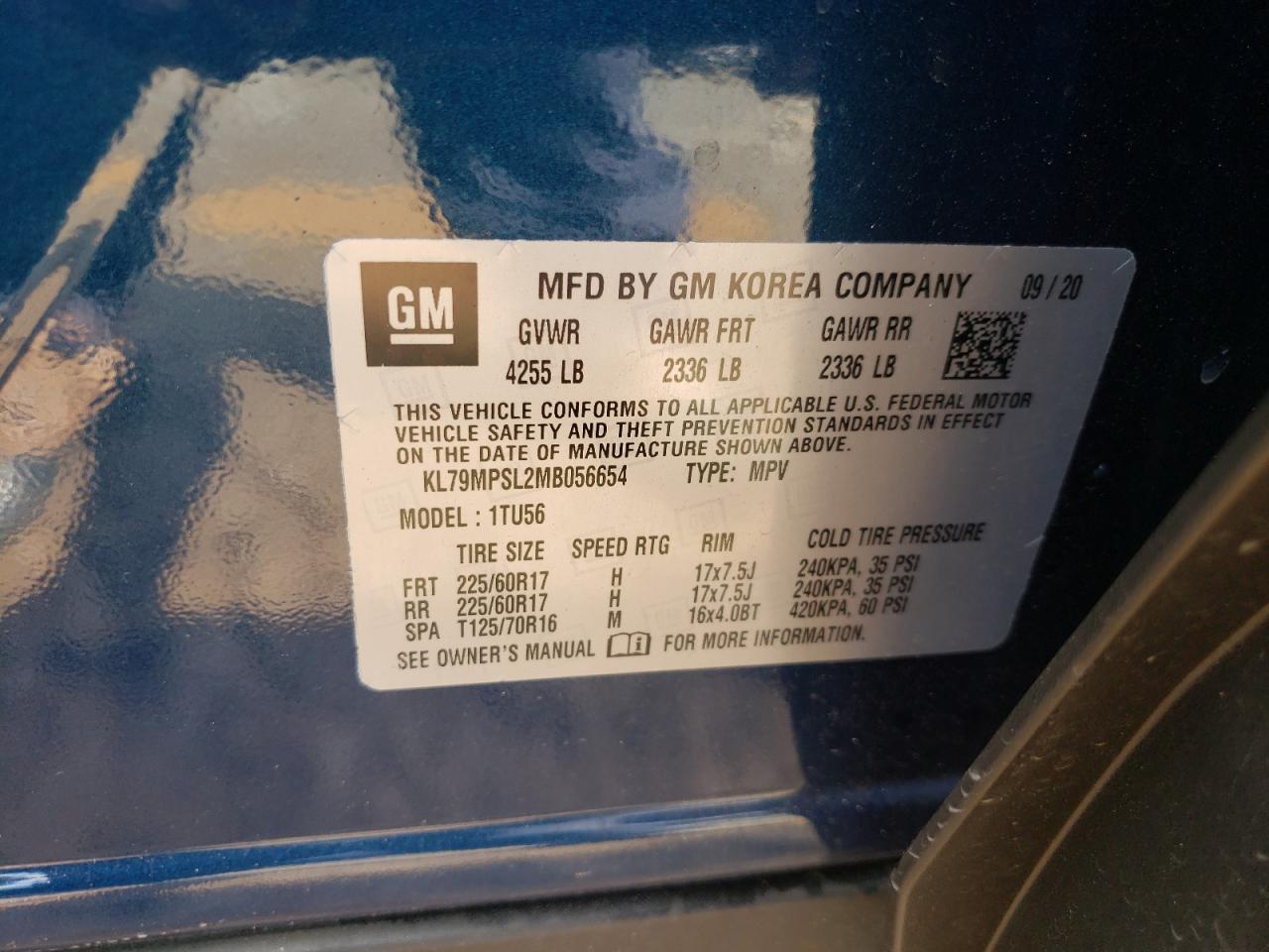Photo 10 from auction – 2021 CHEVROLET TRAILBLAZE with VIN KL79MPSL2MB056654