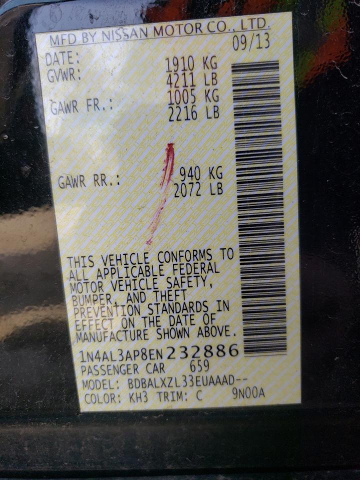 Photo 10 from auction – 2014 NISSAN ALTIMA 2.5 with VIN 1N4AL3AP8EN232886