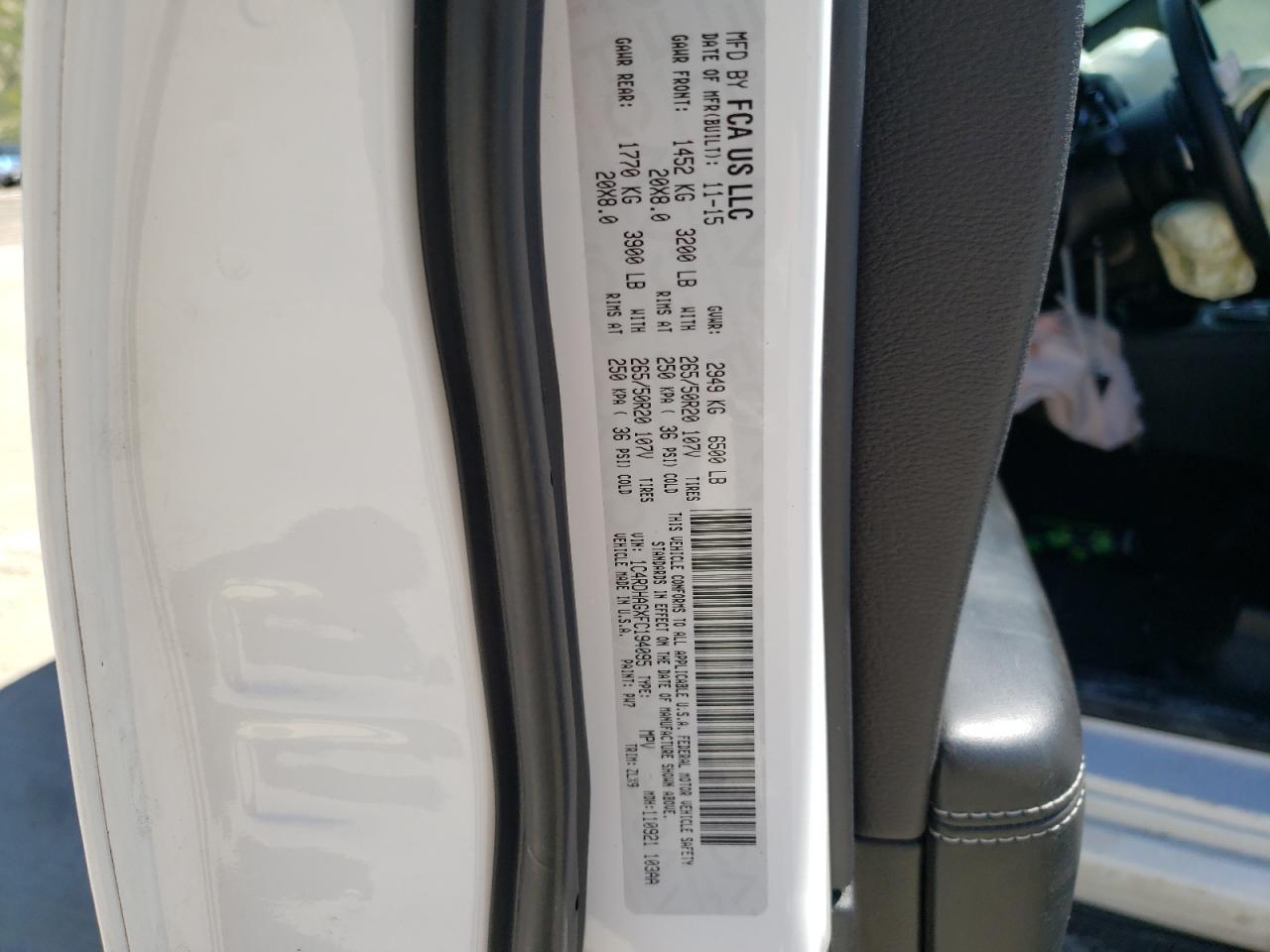 Photo 10 from auction – 2015 DODGE DURANGO SX with VIN 1C4RDHAGXFC194095