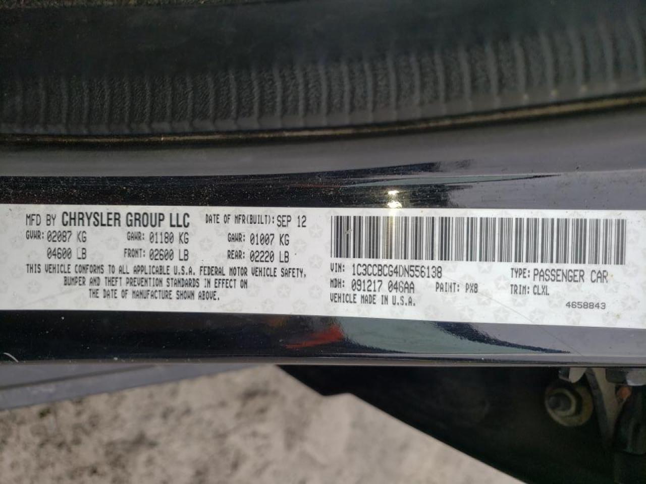 Photo 10 from auction – 2013 CHRYSLER 200 LIMITE with VIN 1C3CCBCG4DN556138