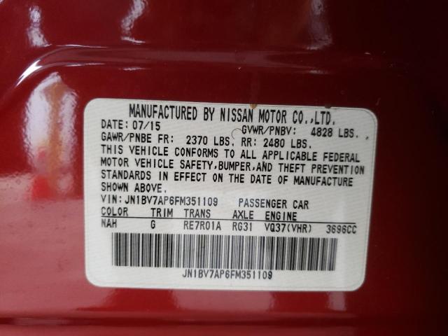 Photo 10 from auction – 2015 INFINITI Q50 BASE with VIN JN1BV7AP6FM351109