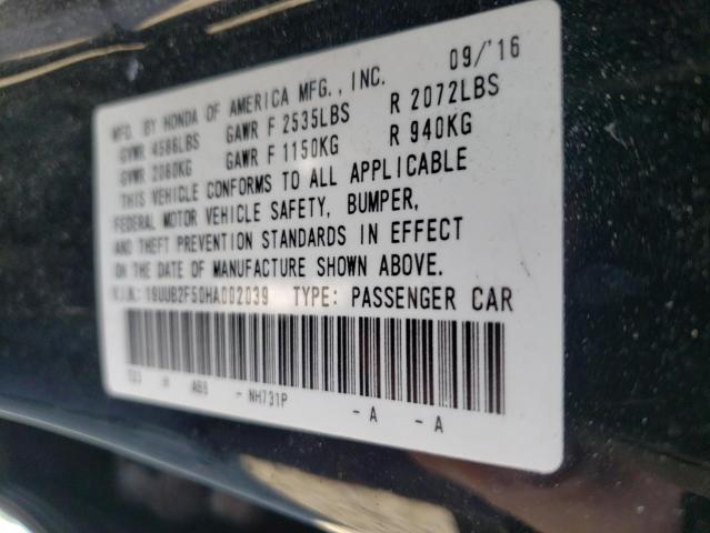Photo 10 from auction – 2017 ACURA TLX TECH with VIN 19UUB2F50HA002039