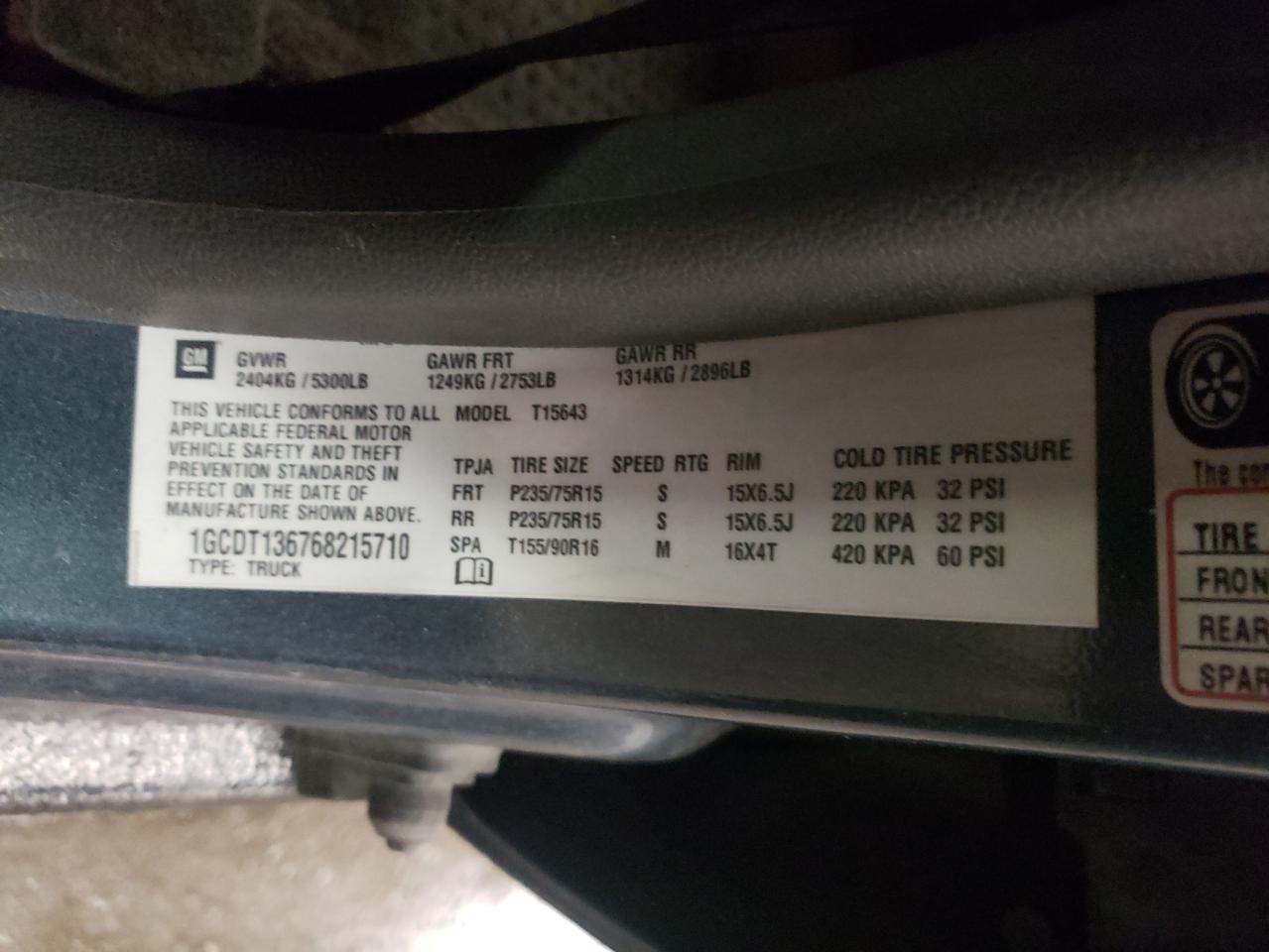 Photo 10 from auction – 2006 CHEVROLET COLORADO with VIN 1GCDT136768215710