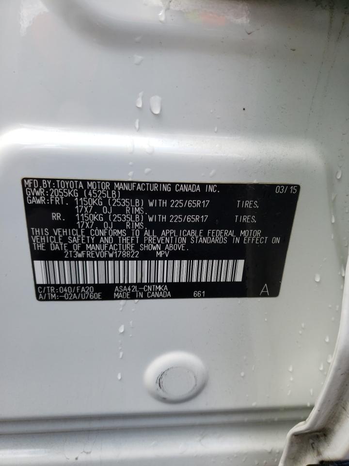 Photo 10 from auction – 2015 TOYOTA RAV4 XLE with VIN 2T3WFREV0FW178822