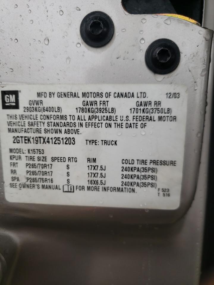 Photo 10 from auction – 2004 GMC NEW SIERRA with VIN 2GTEK19TX41251203