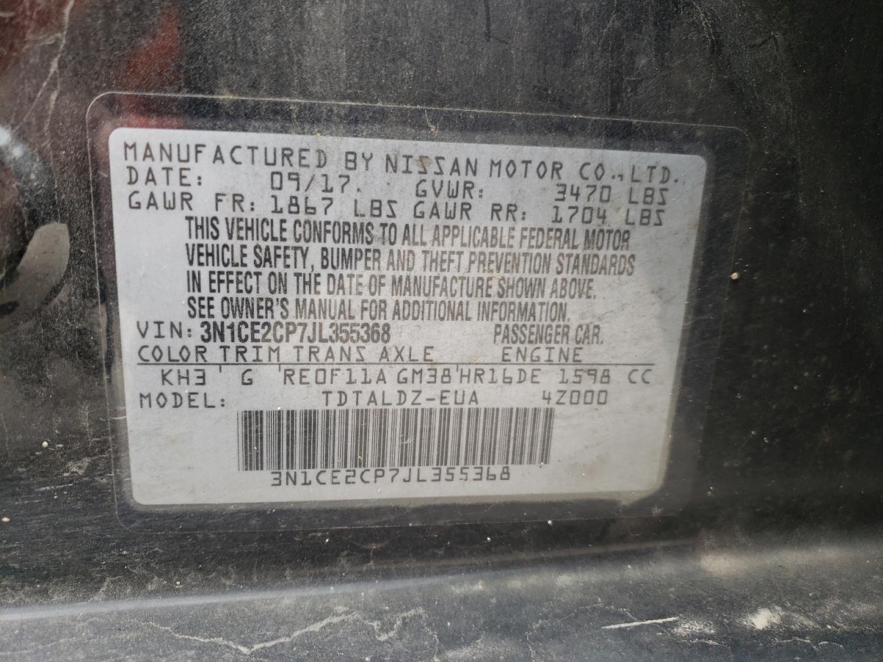 Photo 10 from auction – 2018 NISSAN VERSA NOTE with VIN 3N1CE2CP7JL355368
