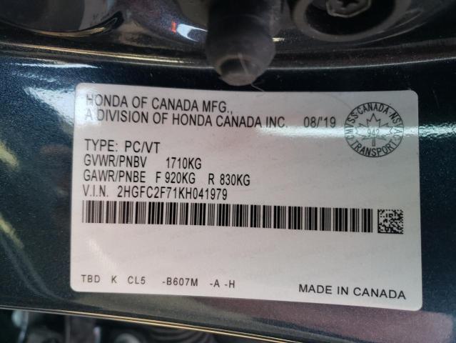 Photo 10 from auction – 2019 HONDA CIVIC EX with VIN 2HGFC2F71KH041979