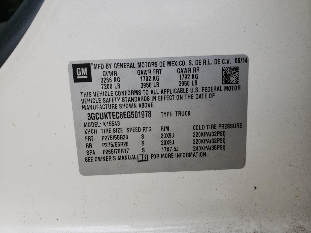 Photo 10 from auction – 2014 CHEVROLET SILVERADO with VIN 3GCUKTEC8EG501978