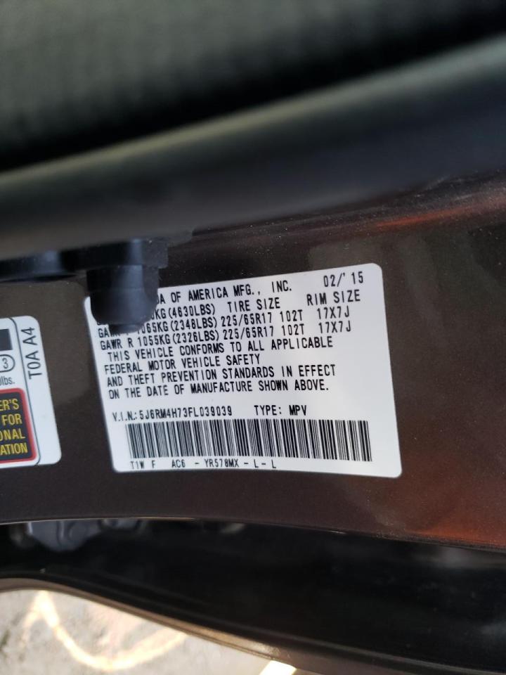 Photo 10 from auction – 2015 HONDA CR-V EXL with VIN 5J6RM4H73FL039039