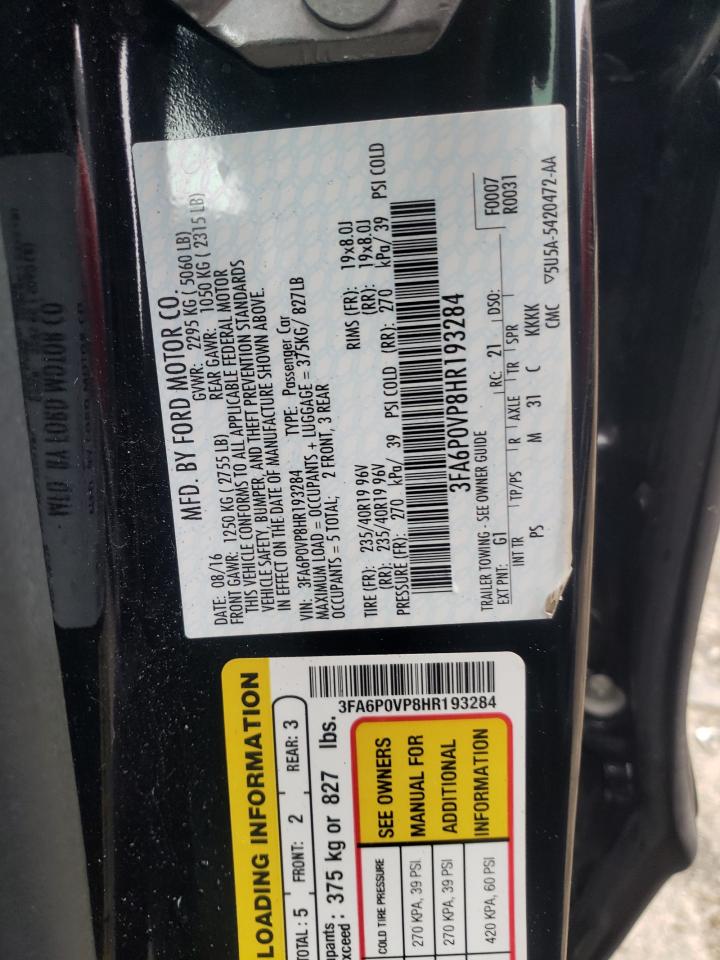 Photo 10 from auction – 2017 FORD FUSION SPO with VIN 3FA6P0VP8HR193284