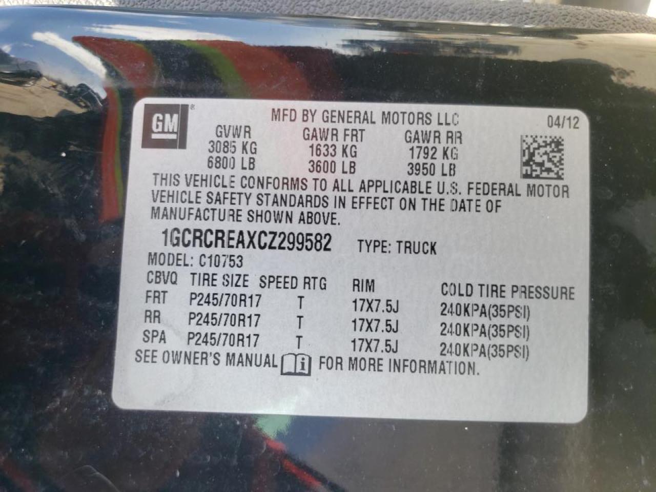 Photo 10 from auction – 2012 CHEVROLET SILVERADO with VIN 1GCRCREAXCZ299582