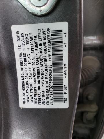 Photo 10 from auction – 2015 HONDA CIVIC LX with VIN 19XFB2F59FE240487