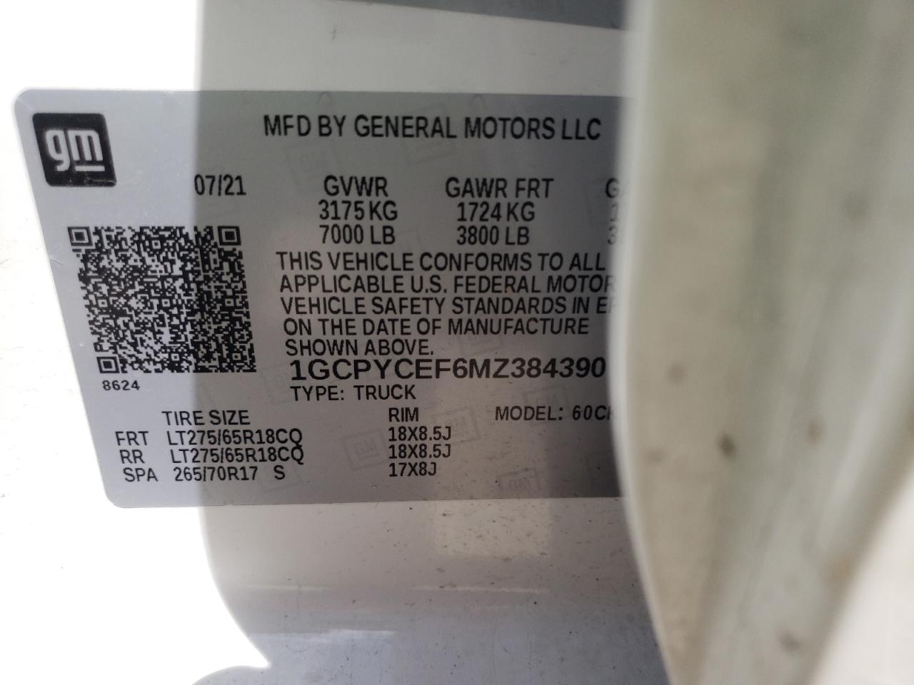 Photo 10 from auction – 2021 CHEVROLET silverado with VIN 1GCPYCEF6MZ384390