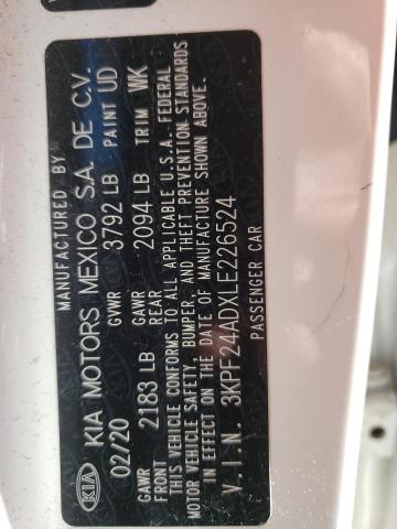 Photo 10 from auction – 2020 KIA FORTE FE with VIN 3KPF24ADXLE226524