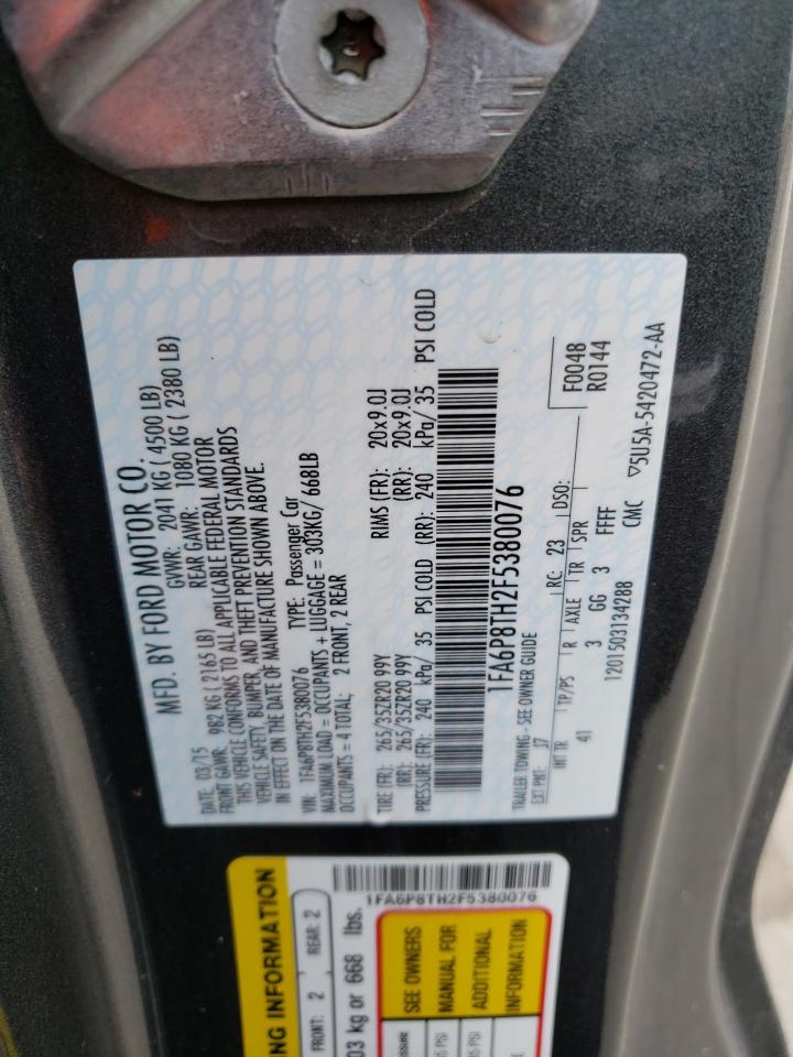 Photo 10 from auction – 2015 FORD MUSTANG with VIN 1FA6P8TH2F5380076