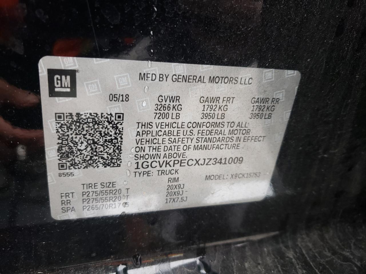 Photo 10 from auction – 2018 CHEVROLET SILVERADO with VIN 1GCVKPECXJZ341009