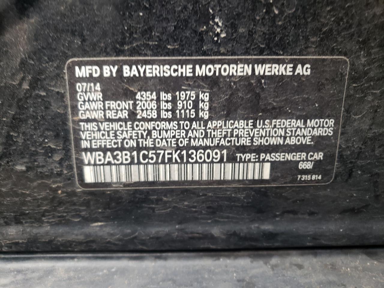 Фото 10 с аукциона – 2015 BMW 320 I с VIN WBA3B1C57FK136091