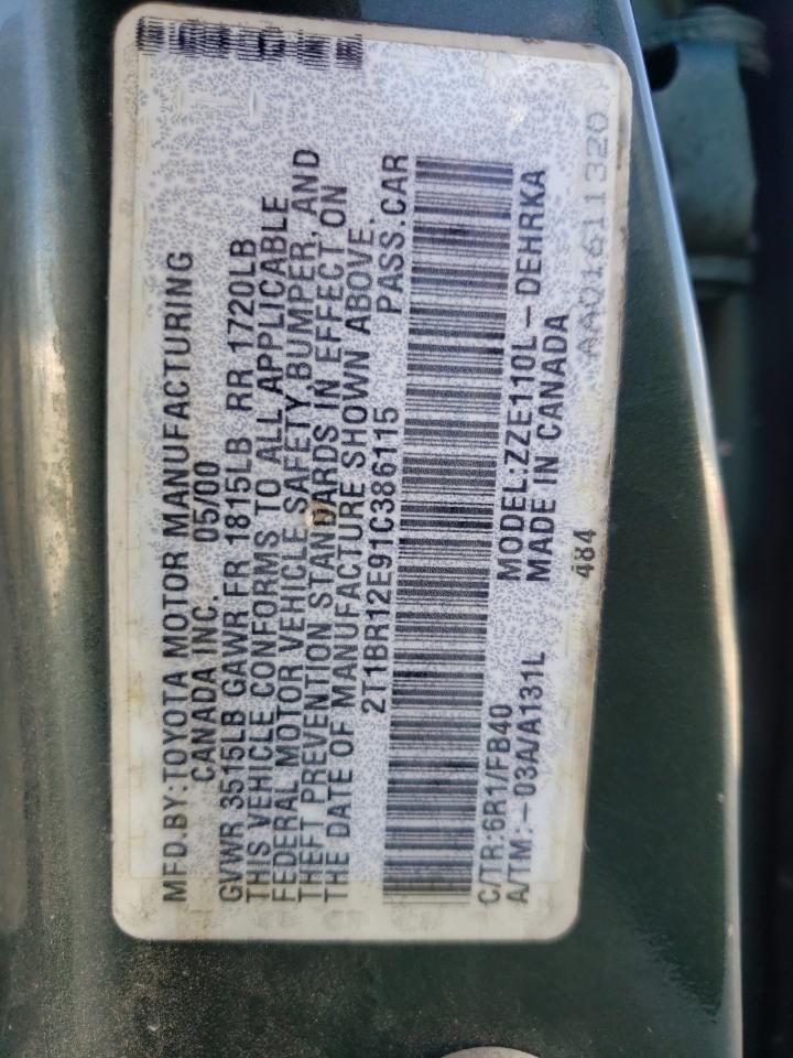 Photo 10 from auction – 2001 TOYOTA COROLLA CE with VIN 2T1BR12E91C386115