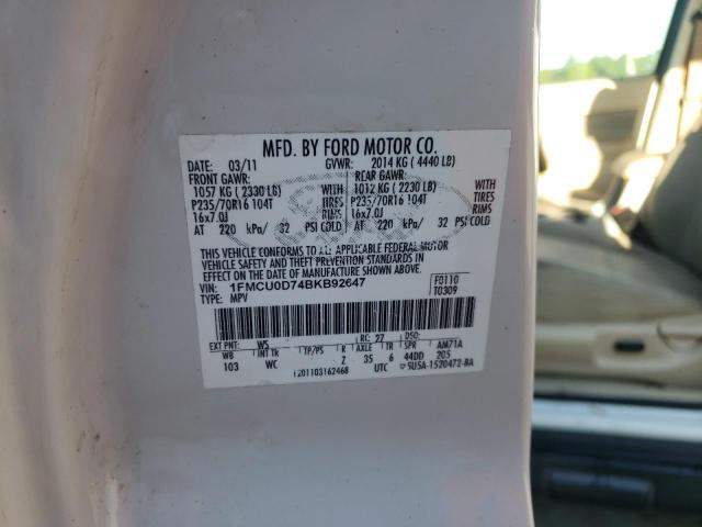 Photo 10 from auction – 2011 FORD ESCAPE XLT with VIN 1FMCU0D74BKB92647