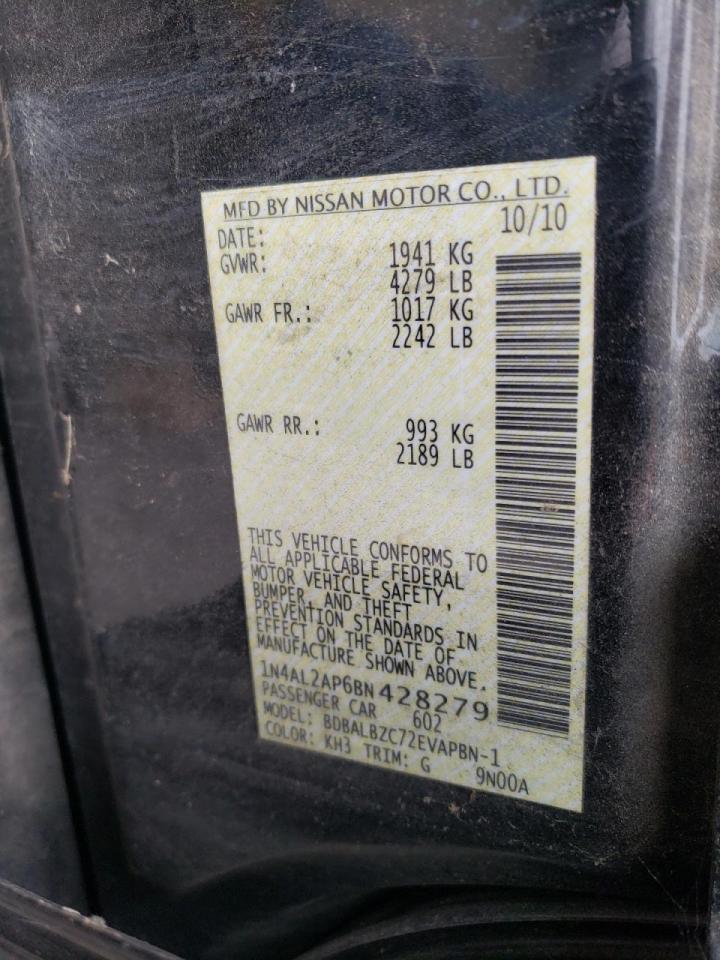 Photo 10 from auction – 2011 NISSAN ALTIMA BAS with VIN 1N4AL2AP6BN428279
