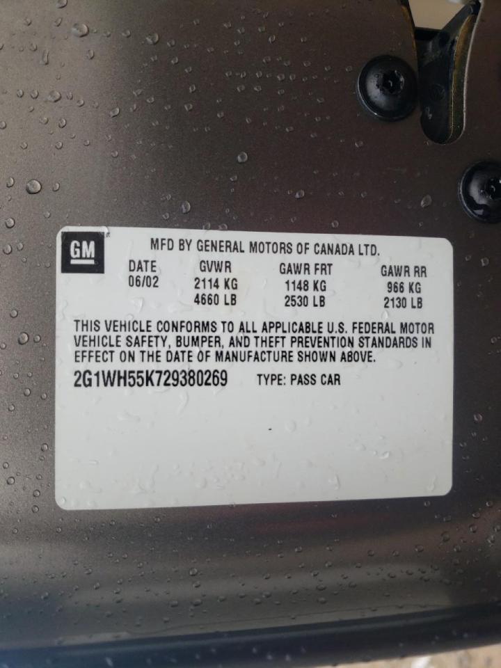 Photo 10 from auction – 2002 CHEVROLET IMPALA LS with VIN 2G1WH55K729380269