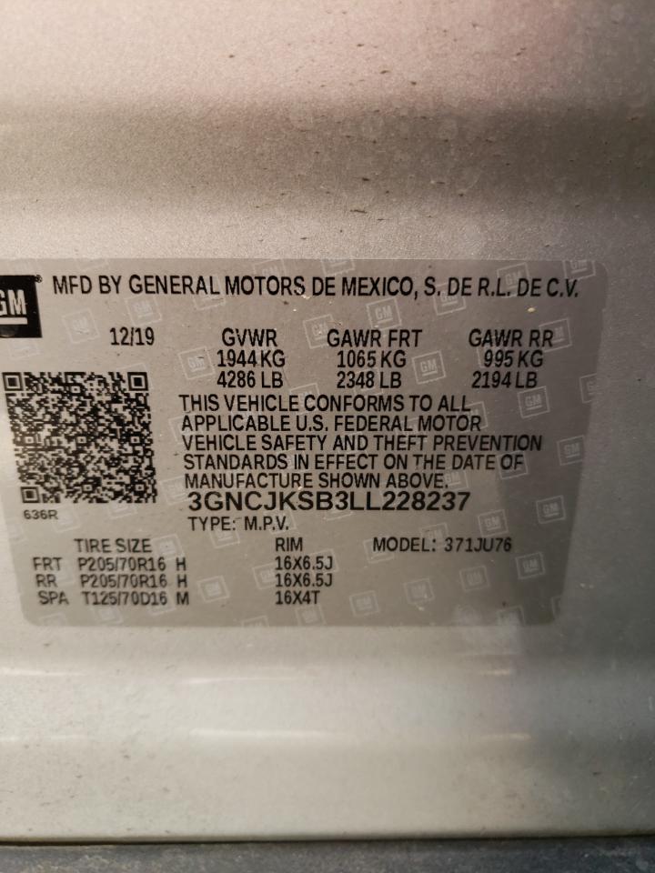 Photo 10 from auction – 2020 CHEVROLET TRAX LS with VIN 3GNCJKSB3LL228237