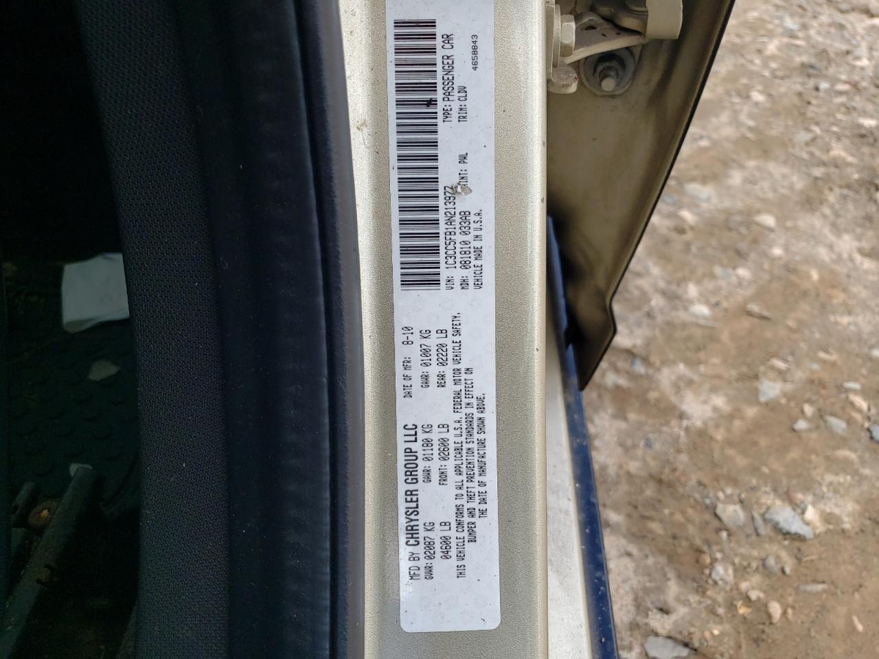 Photo 10 from auction – 2010 CHRYSLER SEBRING LI with VIN 1C3CC5FB1AN213977