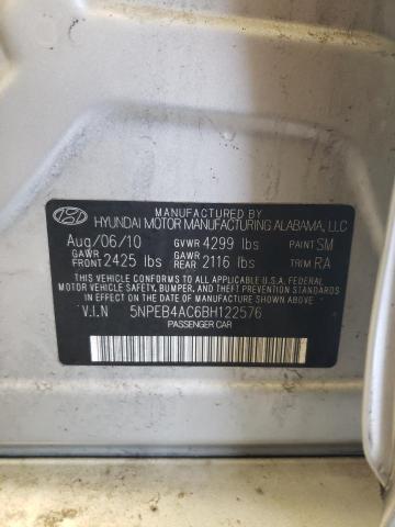 Photo 10 from auction – 2011 HYUNDAI SONATA GLS with VIN 5NPEB4AC6BH122576