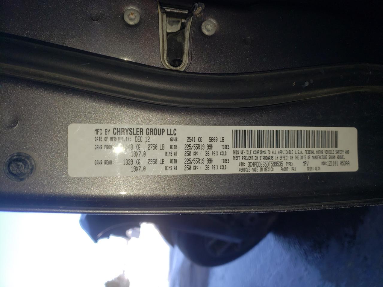 Photo 10 from auction – 2013 DODGE JOURNEY R/ with VIN 3C4PDDEG5DT599535