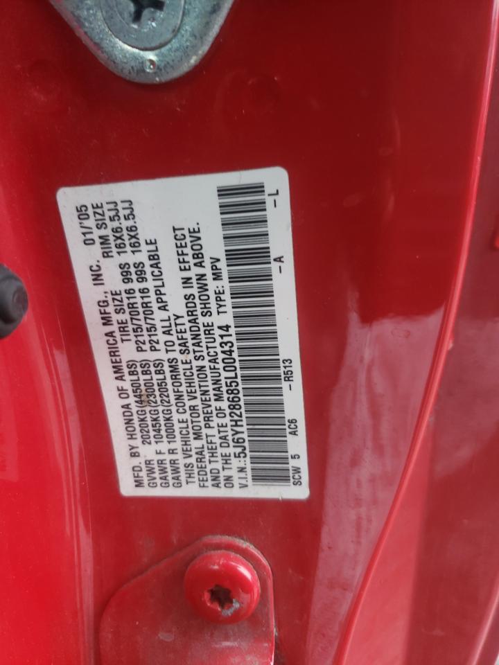 Photo 10 from auction – 2005 HONDA ELEMENT EX with VIN 5J6YH28685L004314