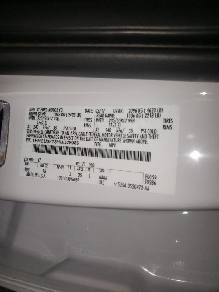 Foto 10 de la subasta – 2017 FORD ESCAPE S con VIN 1FMCU0F73HUD28986