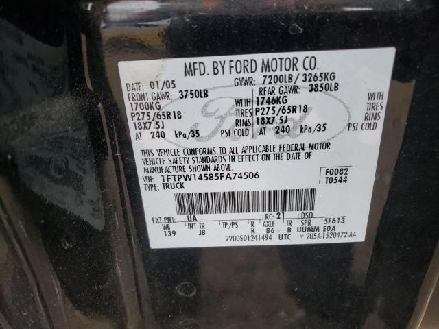 Photo 10 from auction – 2005 FORD F150 SUPER with VIN 1FTPW14585FA74506