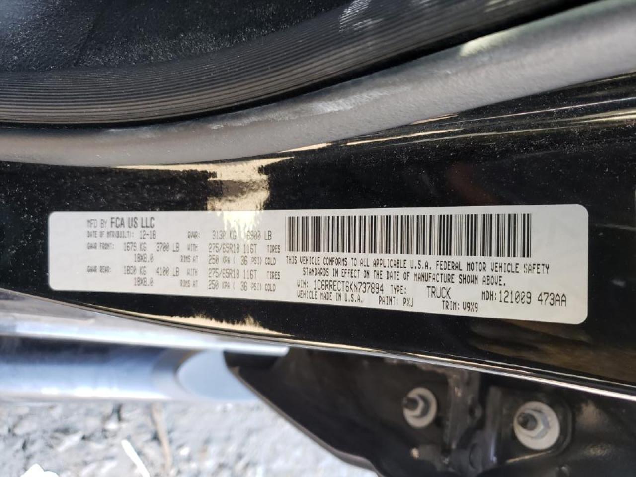 Photo 10 from auction – 2019 RAM 1500 TRADE with VIN 1C6RRECT6KN737894