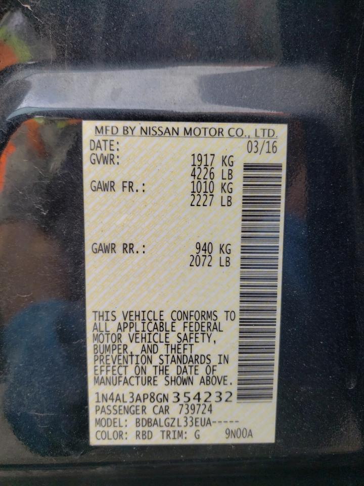 Photo 10 from auction – 2016 NISSAN ALTIMA 2.5 with VIN 1N4AL3AP8GN354232