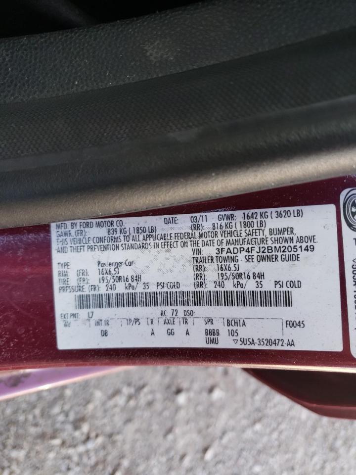 Photo 10 from auction – 2011 FORD FIESTA SES with VIN 3FADP4FJ2BM205149