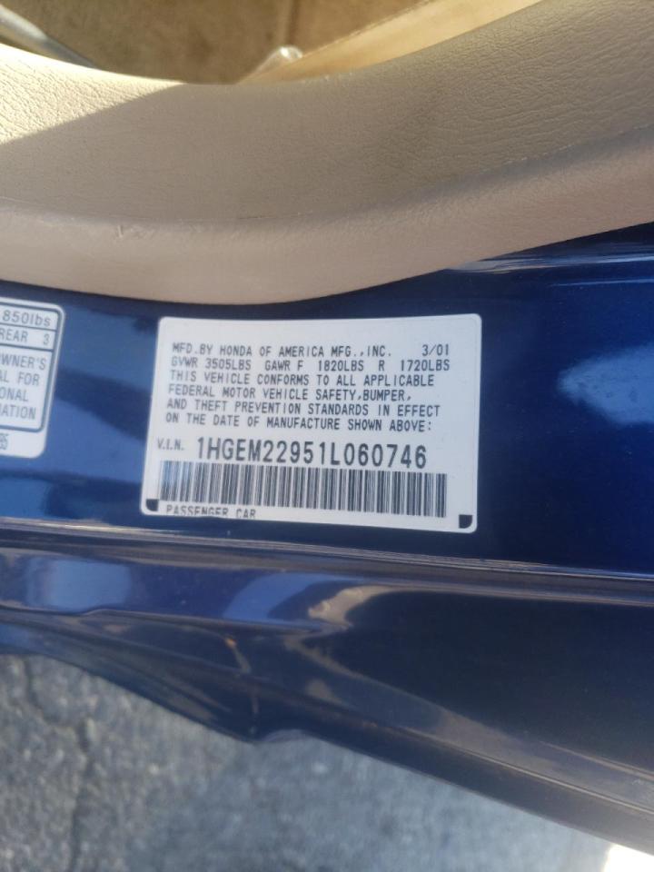 Photo 10 from auction – 2001 HONDA CIVIC EX with VIN 1HGEM22951L060746