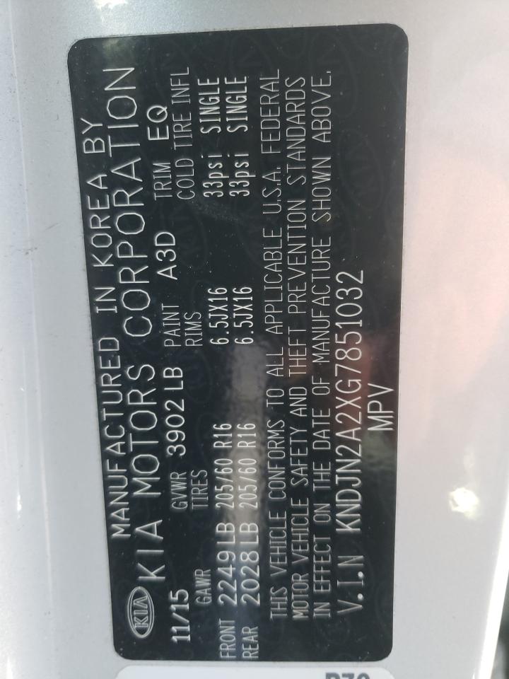 Photo 10 from auction – 2016 KIA SOUL with VIN KNDJN2A2XG7851032