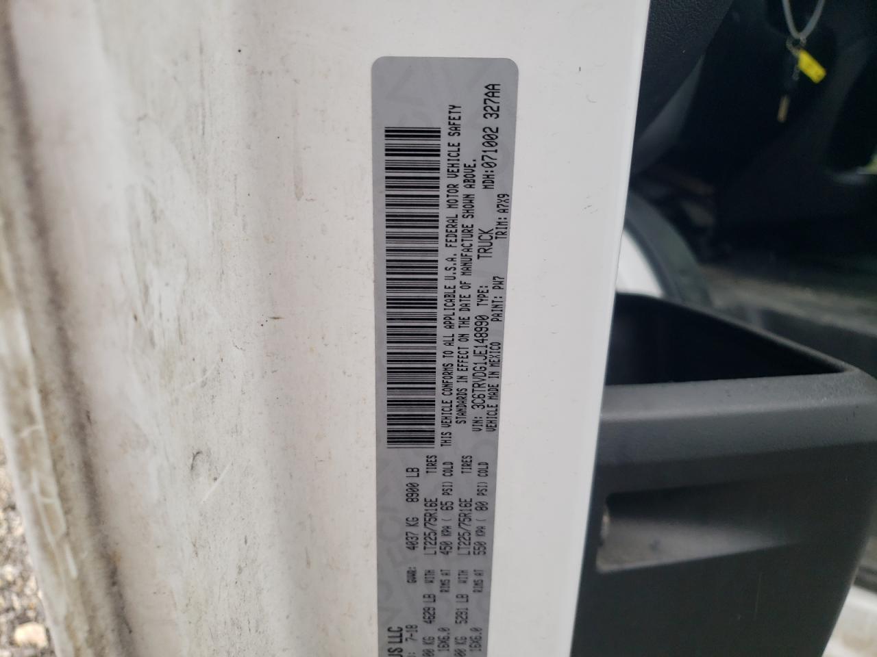 Photo 10 from auction – 2018 RAM PROMASTER with VIN 3C6TRVDG1JE148990