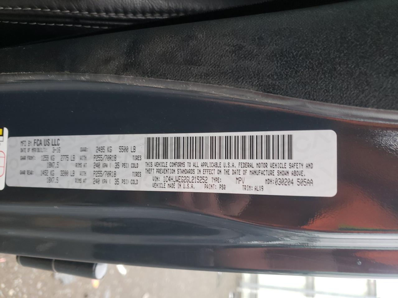 Photo 10 from auction – 2016 JEEP WRANGLER U with VIN 1C4HJWEG2GL215252